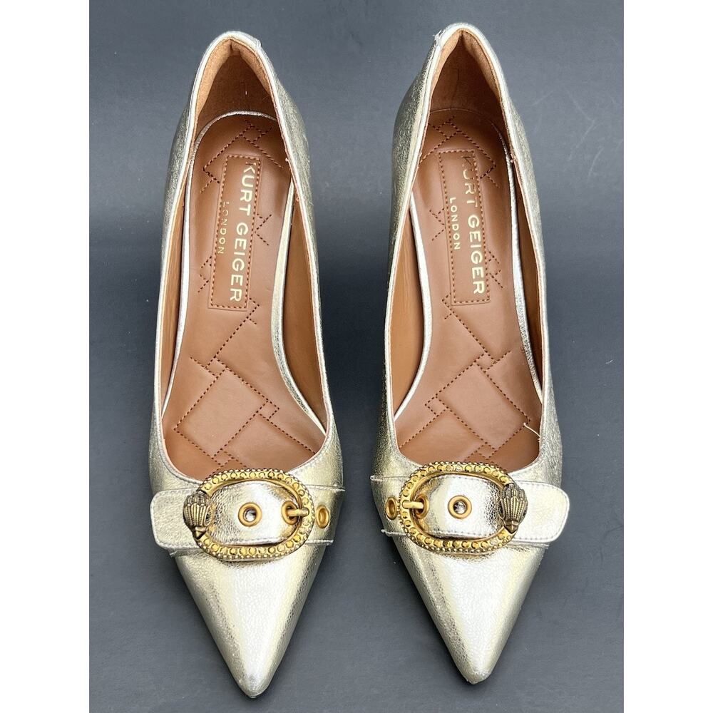 Kurt Geiger London Mayfair Pointed Toe Leather Pump Metallic Gold Women's Size 9